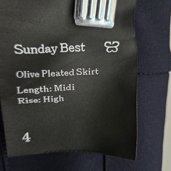 Sunday Best Navy Olive Midi Pleated Skirt 4 Aritzia - Picture 7 of 12